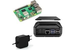 SMART-HOME-KOMPONENTE Raspberry Pi 5 Kit professionnel 8 Go | Argon ONE V3 M.2 NVME PCIE | Bloc d'alimentation USB-C 27 W | Raspberry Pi 5 8 Go de RAM