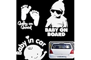 QTKSCEADLNCE 3 Stück Baby on Board Aufkleber, Autoaufkleber Vinyl Baby on board Baby in Car Aufkleber Abnehmbare Sicherheitsaufkleber Anschlagtafel Niedlicher Baby Fenster Auto Aufkleber für Auto Motorrad Fahrrad