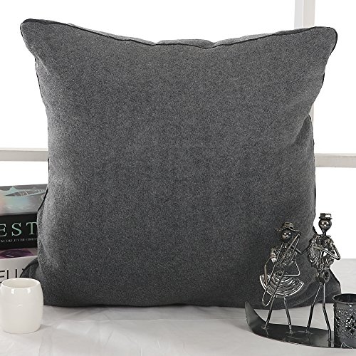 Deconovo Polar-Fleece Kissenbezüge, soft Kissenhüllen, Auto Dekokissen, Cushion Cover, 45×45 cm, Dunkelgrau