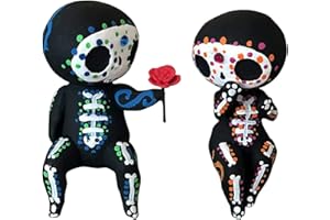 HOWADE Sugar Skull Figurines, Lovely Resin Crafts Sugar Skull Couple Statue Decor, Resin Skeleton Couple Figurine Gothic Tabletop Ornaments for Mother's Day and Valentine Home Decoration