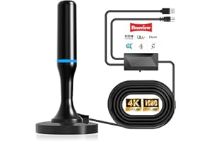 DTB TECH Freeview Digital Indoor TV Aerial for Smart TV with Signal Booster, Portable TV Ariels Indoor for Local Channels with Magnetic Base, Support All HDTVs - 360° Reception, 9.8FT Cable, 120 Miles
