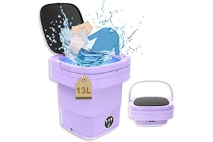 SULIAO Lavatrice Portatile, 13L 2kg 2 in 1 Lavatrice Piccola, Lavatrice Portatile con Centrifuga, Adatto per Campeggio, Viaggi, Bucato,Biancheria Intima, Calzini, Hotel, RV, Viola