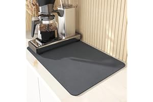 Hovoto Abtropfmatte Geschirr, Abtropfmatte Spüle, Abtropfmatte Geschirr Silikon, Kaffeemaschine Abtropfmatte, Saugstarke Trockenmatte für Küche, Theke, Bar, grau, 30 * 50cm
