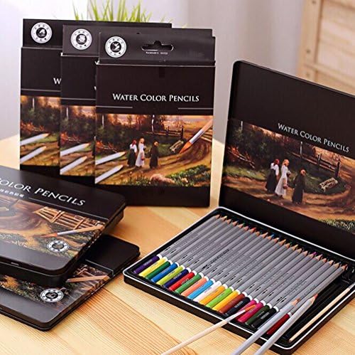 Watercolour Pencils with Brush Black - Pack of 48
