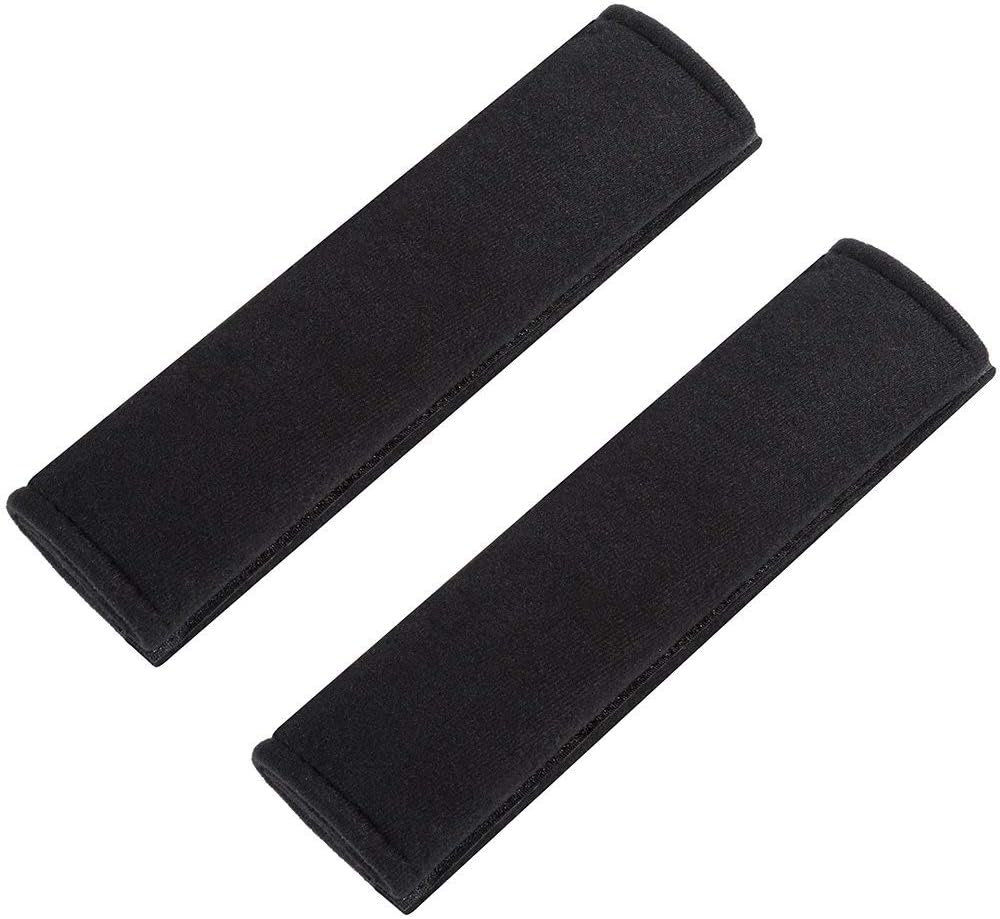 URAQT Voiture Protège Ceinture de Sécurité Coussin, Coussin Ceinture de Sécurité Amovible pour Adultes et Enfants Protéger Cou/Epaules (Noir 2pcs)
