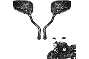 AULESSE 1 Pair Left Right Universal Motorcycle Scooter Chrome Skull Hands Claw Side Rear View Mirrors for Motorcycles, E-Bikes with 8mm or 10mm Screws (Black)