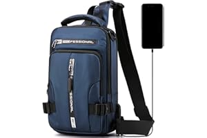 Mixroom - Zaino Monospalla Uomo Porta Tablet Zainetto Borsello a Tracolla Regolabile Con Attaco USB Z20