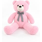 Papyonlu Sevimli Peluş Şaşkın Ayı 80 cm - Sevgiliye &Ouml;zel HEDİYE Pembe