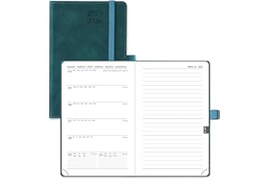‎POPRUN POPRUN Taschenkalender 2025 2026 Klein Notizbuch (Aug.2025-Dez.2026), ca. A6 (16 x 10,5 cm), kalender 2025 Klein mit Softcover - Terminplaner mit PU-Leder - Petrolgrün