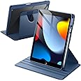 JETech Rotating Case for iPad 9/8/7 (10.2-Inch, 2021/2020/2019 Model, 9th/8th/7th Generation) with Pencil Holder, 360 Degree Rotation Protective Stand Cover Clear Back, Auto Wake/Sleep (Navy)