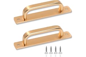 ATTEEFI 2 Piezas Tirador Puerta Corredera, Dorado Tiradores Puertas, 180 mm Manija de la Puerta del Granero, con 4 Tornillos, para Armarios, Puertas Interiores y Exteriores