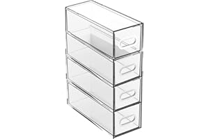 TIENDA EURASIA - Cajonera Plástico Transparente, Organizador de Escritorio Modular, Util para Oficina, Baño (4 cajones, 7 x 17 x 22 cm)