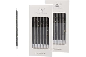 ‎BOLOSA Bolosa Pack of 12 Birthday Candles, Candles for Cake Decorations, Decorative Birthday Cake, Baby Shower, Black Gold
