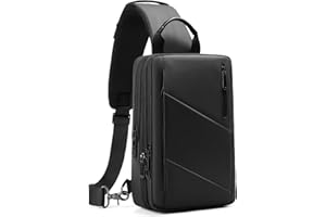 GYakeog Zaino Monospalla Uomo Impermeabile Borsello Tracolla con USB Borsa Marsupio per Scuola Outdoor Trekking Ciclismo Viaggio-Nero