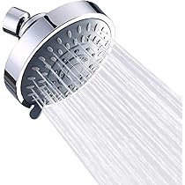 JINYOMFLY Soffione Doccia alta Pressione 5 Modalità, 15cm Soffione per Doccia Fisso a Pioggia, Rotondo Testa Doccia Regolabile, Cromo