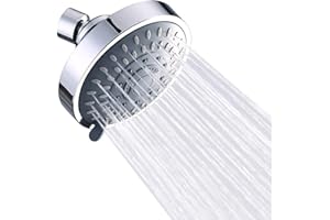 YIBANG Shower Head, High-Pressure Rain Fixed Showerhead Rainfall 5-Setting with Adjustable Metal Swivel Ball Joint, Bathroom Showerhead 4 Inch High Flow Shower Head for Your Bathroom Shower Heads