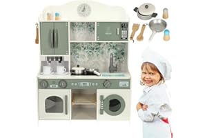 SILUK Spielküche aus Holz Spüle, Backofen, Kiefernholz, Birkenholz (Modell 3)