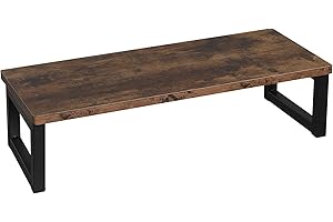 OROPY Wood Vintage Monitor Stand Holder, PC Laptop Computer Screen Riser, Desktop Storage Organiser Shelf for Home or Office, 55 x 23 x 14cm, Dark Brown