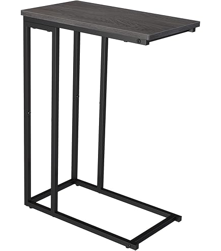 Yoobure Tavolino A Forma Di C – Rustico, Per Divano E Letto, 40x25.7 Cm, In Legno E Acciaio, Porta 22.7 Kg - 2