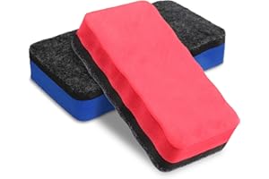 Gunwon 2PCS White Board Eraser, Mini Dry Eraser with Thick Felt Pad, Wavy, Red, Blue