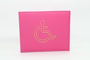 Soft Leather Disabled Badge Holder Wallet Disability Parking Badge Cover Holder by Hithika Disabled Blue Badge Display Holder (Hot Pink)