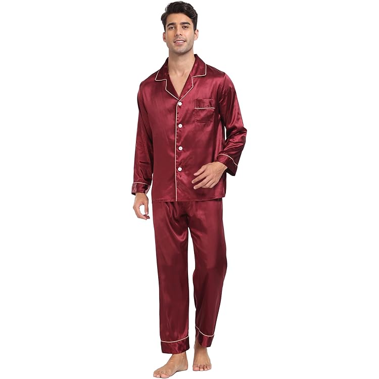 ZZDH Pigiama Uomo Pigiami Di Seta A Maniche Lunghe Da Uomo, Pantaloni A Maniche Lunghe, Abbigliamento Domestico, Abbigliamento Casual In Casual In Più - Foto 6