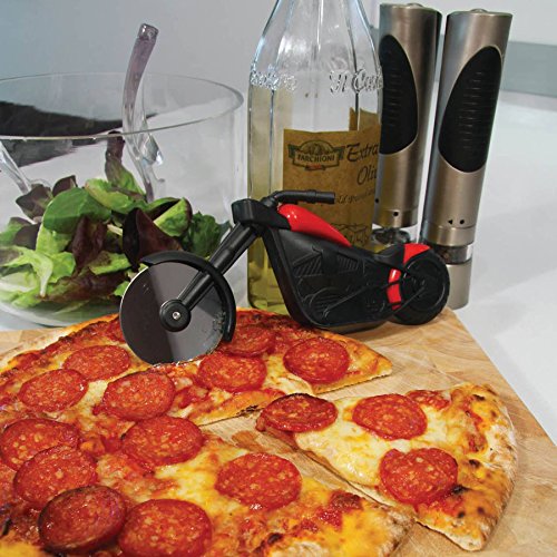 Pizza Chopper Motorrad Pizzaschneider Edelstahl Klinge Ergonomischer Griff aus Kunststoff Spülmaschinenfest 22 cm Länge 6,5 cm Durchmesser Rad - 3