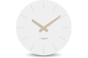 Cander Berlin MNU 2530 W zegar ścienny w kolorze białym, bez odgłosów tykania, vintage, analogowy, nowoczesny drewniany wskazówka, 30,5 cm, do salonu, kuchni
