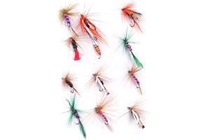 ANCLLO 12pcs Moscas de pesca con mosca Kit Trucha Bass Flotante Pesca Señuelo Estilo A