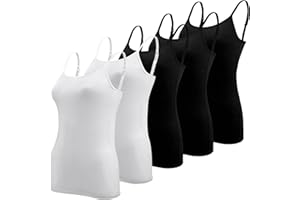 BQTQ 5 Stück Spaghetti Top Damen Unterhemd Spaghettiträger Tank Top mit Verstellbarer Strap Basic Cami Tank Top für Frauen und Mädchen