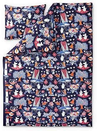 Finlayson Magic Moomin Duvet Cover set with Pillow Case for Children, Cotton, Dark Blue, 120 x 160 cm