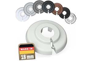 FUX 6 sztuk osłony rur grzejnika do rur o średnicy 12–35 mm; kołnierze pierścieni rur grzewczych podłogowych białe, czarne, szare, brązowe (18 mm, jasnoszary 7035)