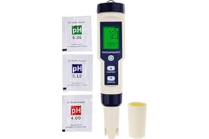 DANOPLUS 5 in 1 Digitale pH Meter con TDS/EC/Salinità/Temperatura Misurazione Impermeabile Altamente Accurato Multiparametro Tester