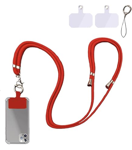 Cordon Collier Pour Téléphone Portable Universel - Lanière Nylon Réglable, Patch De Fixation, Couleur Fuchsia