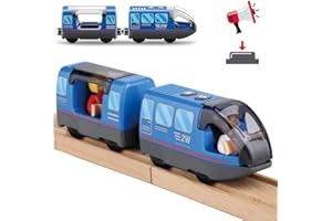 Zuoan Train en Bois Train Électrique Haute Vitesse Jouets Train Enfants Locomotive Compatible avec Rails en Bois Enfants Lok - Voiture Jouet pour Les Tout-Petits