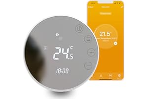 VACONOFF Thermostat Connecté Wifi Miroir, Contrôle Chaudière à Eau Et Chaudière à Gaz Thermostat De Chambre Chauffage Thermostat Intelligent Numérique Compatible Avec Alexa Google Assistant Et Tuya Wlan App 3A
