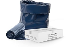 JUST BIN BAGS LTD 100 Rubble Sacks Heavy Duty - 20kg Capacity | Bin Bags Heavy Duty | Blue - 10 rolls with 10 bags each