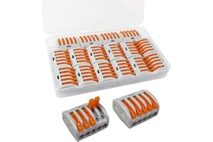 QitinDasen 16Pcs Premium PCT-215 Lever-Nut Wire Connectors, 5 Port Conductor Compact Wire Connectors, Quick Splicing Connector Cable Clamp Terminal Block Spring Connector