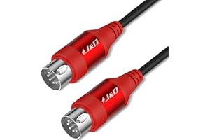 J&D 5-Pin DIN MIDI Cable, Male to Male Cables Compatible with Keyboard, Synthesizer, Guitar Multi Effects, Audio Interface/Mixer/Amplifier, External Sound Card (Red, 3 m)