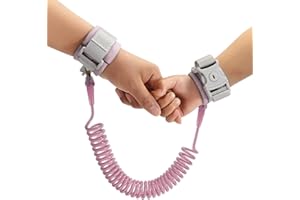 Peosevi 1.5M Anti-Perdu Poignet pour Enfant - Laisse Enfant 360 ° Rotation, Bracelet Anti-Perte Harnais Enfant Confortable pour Bébé, Enfants Garçons Et FillesSouple - Vertc/Rose