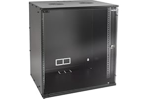HMF Baie de Brassage 19 Pouces, Armoire réseau 12U avec Porte vitrée, Profondeur 400 mm, Coffret Mural pour Serveur, réseau et Informatique | Noir