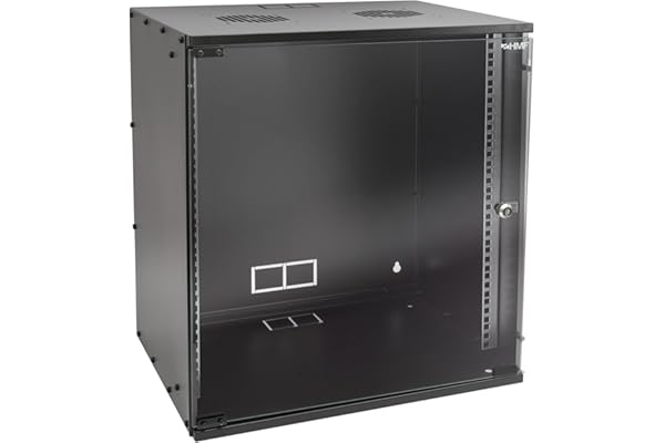 HMF Baie de Brassage 19 Pouces, Armoire réseau 12U avec Porte vitrée, Profondeur 400 mm, Coffret Mural pour Serveur, réseau et Informatique | Noir
