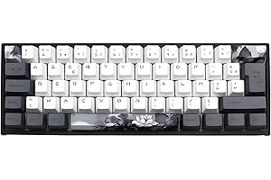 ‎JSJT JSJT Ink Lotus Keycaps ISO French Keycaps 148 Keys PBT Keycaps OEM Profile with Keycap Puller for 61/68/84/87/96/108 Cherry MX Switch Mechanical Keyboards