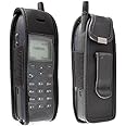 caseroxx Leather-Case with belt clip compatible with Nokia 5110/6110/6150 made from genuine leather, Pouch with belt clip and viewing window in black