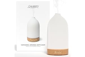 SALUBRITO Ceramiczny dyfuzor zapachowy, biały dyfuzor do olejków eterycznych, ultradźwiękowy nawilżacz powietrza, dyfuzor olejków zapachowych, dyfuzor do aromaterapii, bez BPA i automatyczne