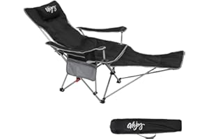 #WEJOY Sedia da Campeggio Pieghevole Reclinabile, Sedia Sdraio da Spiaggia Portatile, Schienale Regolabile a 3 Livelli, Poggiapiedi Staccabile, Sedia Pieghevole per Esterno Giardino Pesca, 1/2 Pezzi