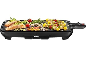 Tefal CB501812 Plancha Malaga Plaque Anti-Adhésive XL 6 à 8 Personnes Cuisson sans Ajout de Matière Grasse Tous Types d'Aliments 2000W Noir