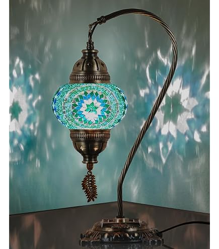 Lámpara De Mesa De Mosaico Oriental Estilo Samarcanda - Luz Cálida, Diseño Plateado, Perfecta Para Salón O Dormitorio