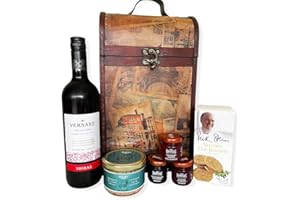 FINE FOOD STORE The Premium Clarendon Vintage Wooden Wine Chest Gift Food Hamper With 750Ml Versare Red Wine - Gift Ideas For Mum, Mothers Day, Dad, Fathers Day, Christmas Hampers, Birthdays, Thank You, Anniversary, Corporate, Business Gifts