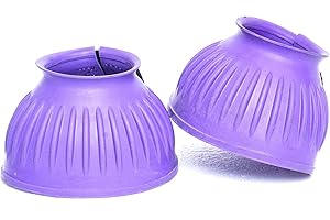 EQUITACK YOUR PASSION IS OUR MISSION Equitack One Pair Rubber Bell Boot - Overreach Boots with Easy Touch Velcro Closure | Premium 6mm PVC Rubber Safeguard for Hoof Damage | Pony Boots for Horse (Purple, Cob)